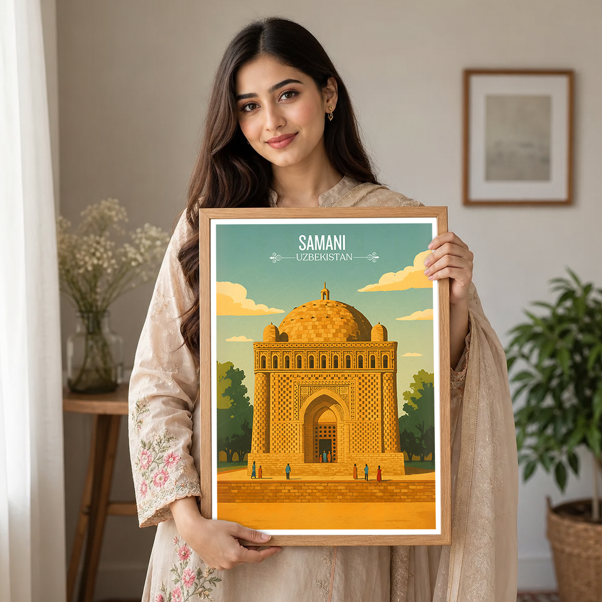 Samani Old Town - Uzbekistan - Travel Poster Vintage Style Wall Art Print - Art Print - Travel Art Poster