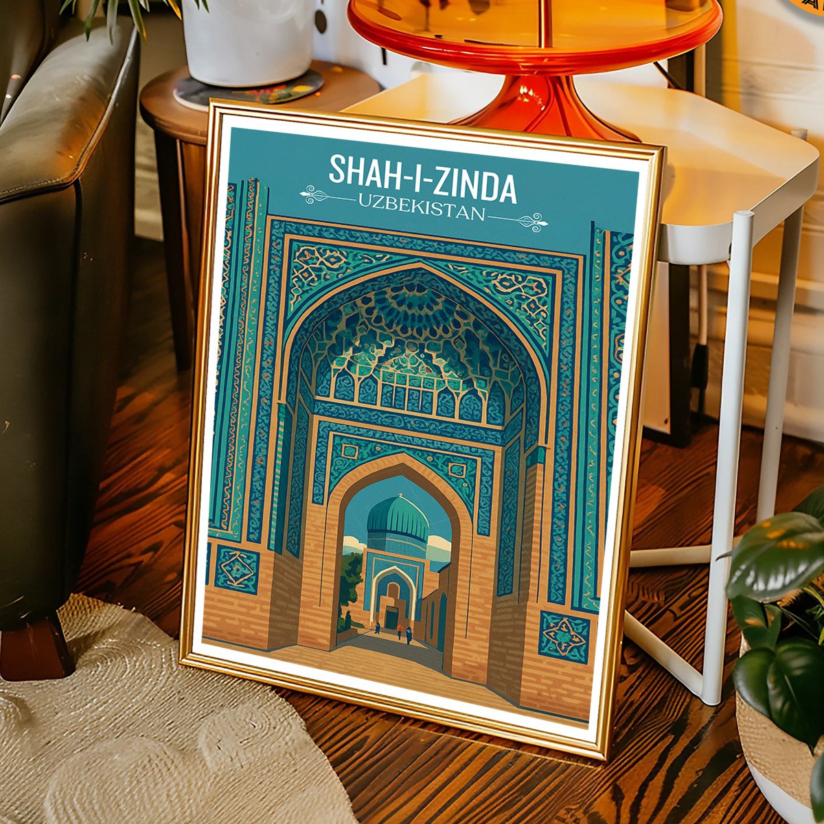 Shah-i-Zinda - Uzbekistan - Travel Poster Vintage Style Wall Art Print - Art Print - Travel Art Poster