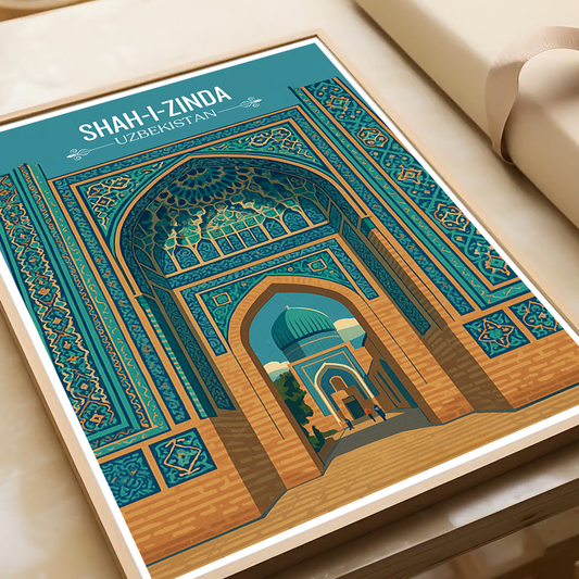 Shah-i-Zinda - Uzbekistan - Travel Poster Vintage Style Wall Art Print - Art Print - Travel Art Poster