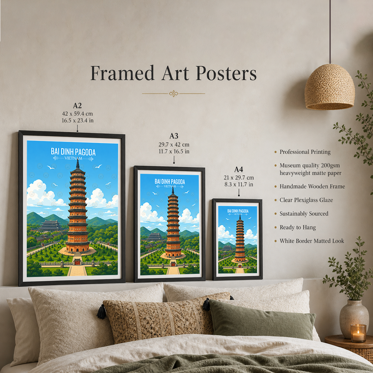Bai Dinh Pagoda - Vietnam - Travel Poster Vintage Style Wall Art Print - Art Print - Travel Art Poster