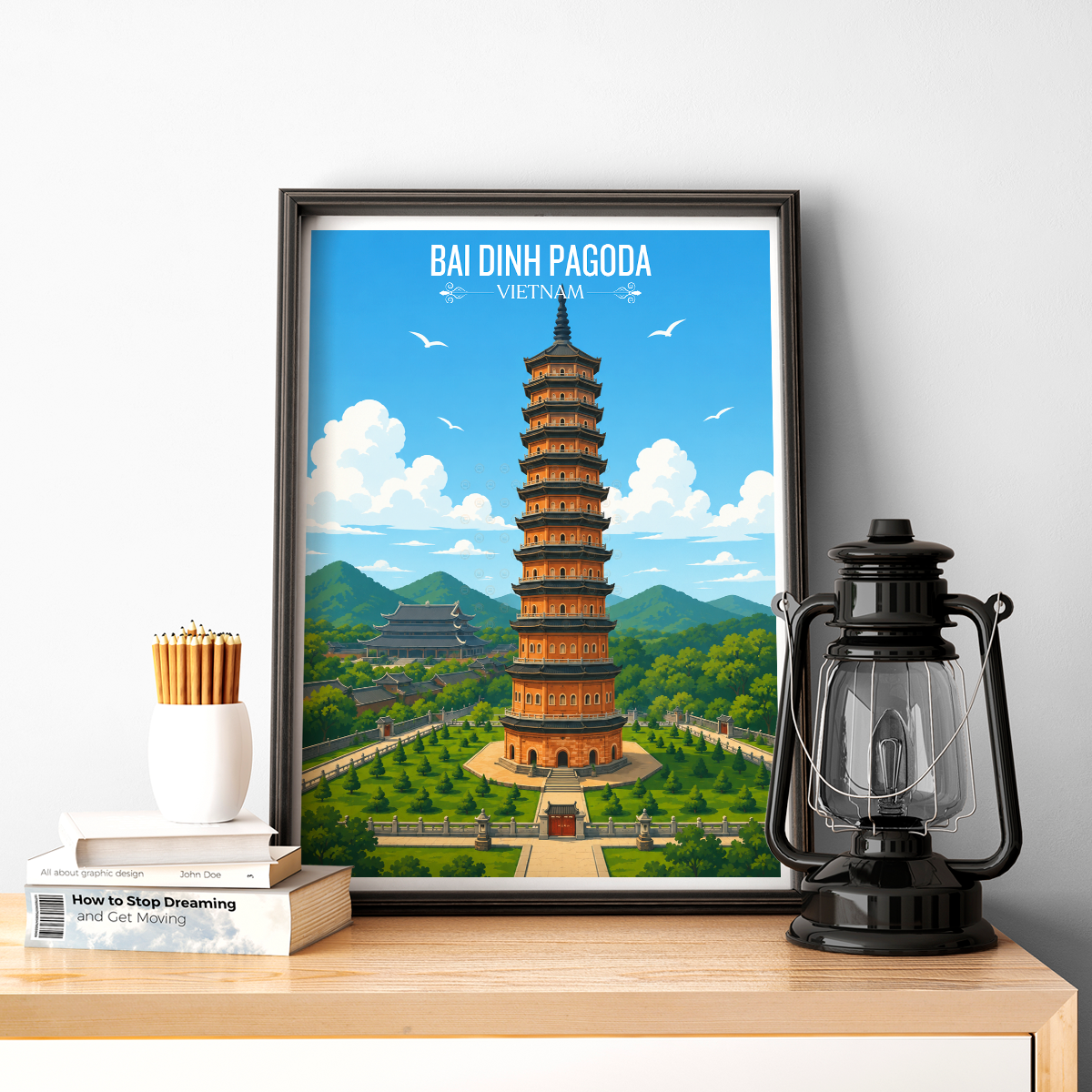Bai Dinh Pagoda - Vietnam - Travel Poster Vintage Style Wall Art Print - Art Print - Travel Art Poster