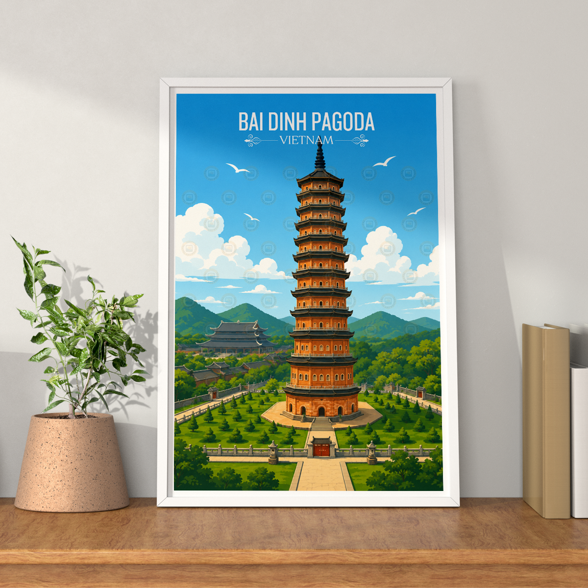 Bai Dinh Pagoda - Vietnam - Travel Poster Vintage Style Wall Art Print - Art Print - Travel Art Poster