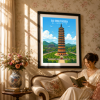 Bai Dinh Pagoda - Vietnam - Travel Poster Vintage Style Wall Art Print - Art Print - Travel Art Poster
