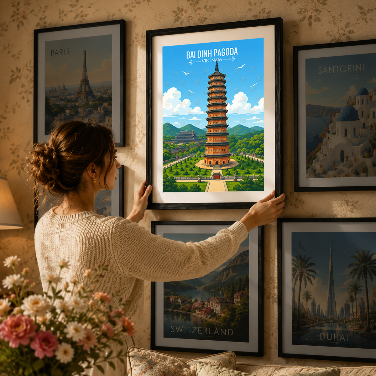 Bai Dinh Pagoda - Vietnam - Travel Poster Vintage Style Wall Art Print - Art Print - Travel Art Poster