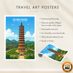 Bai Dinh Pagoda - Vietnam - Travel Poster Vintage Style Wall Art Print - Art Print - Travel Art Poster