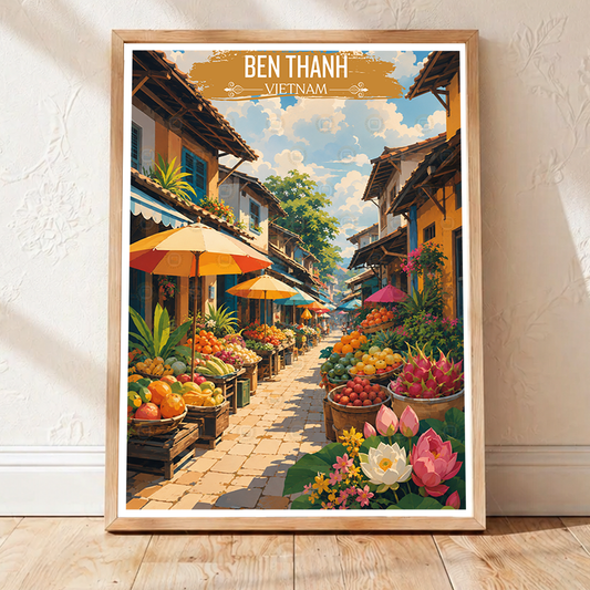 Ben Thanh - Vietnam - Travel Poster Vintage Style Wall Art Print - Art Print - Travel Art Poster
