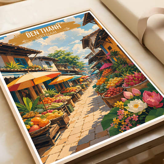 Ben Thanh - Vietnam - Travel Poster Vintage Style Wall Art Print - Art Print - Travel Art Poster