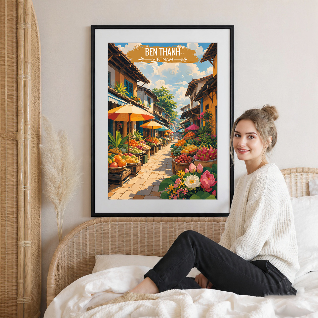 Ben Thanh - Vietnam - Travel Poster Vintage Style Wall Art Print - Art Print - Travel Art Poster
