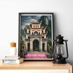Bich Dong Pagoda - Vietnam - Travel Poster Vintage Style Wall Art Print - Art Print - Travel Art Poster