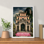 Bich Dong Pagoda - Vietnam - Travel Poster Vintage Style Wall Art Print - Art Print - Travel Art Poster