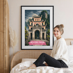 Bich Dong Pagoda - Vietnam - Travel Poster Vintage Style Wall Art Print - Art Print - Travel Art Poster