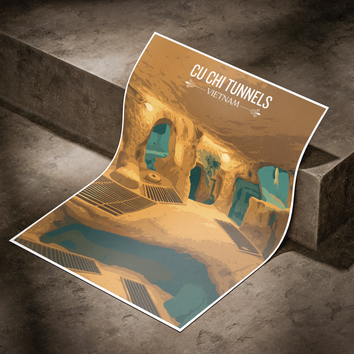 Cu Chi Tunnels - Vietnam - Travel Poster Vintage Style Wall Art Print - Art Print - Travel Art Poster