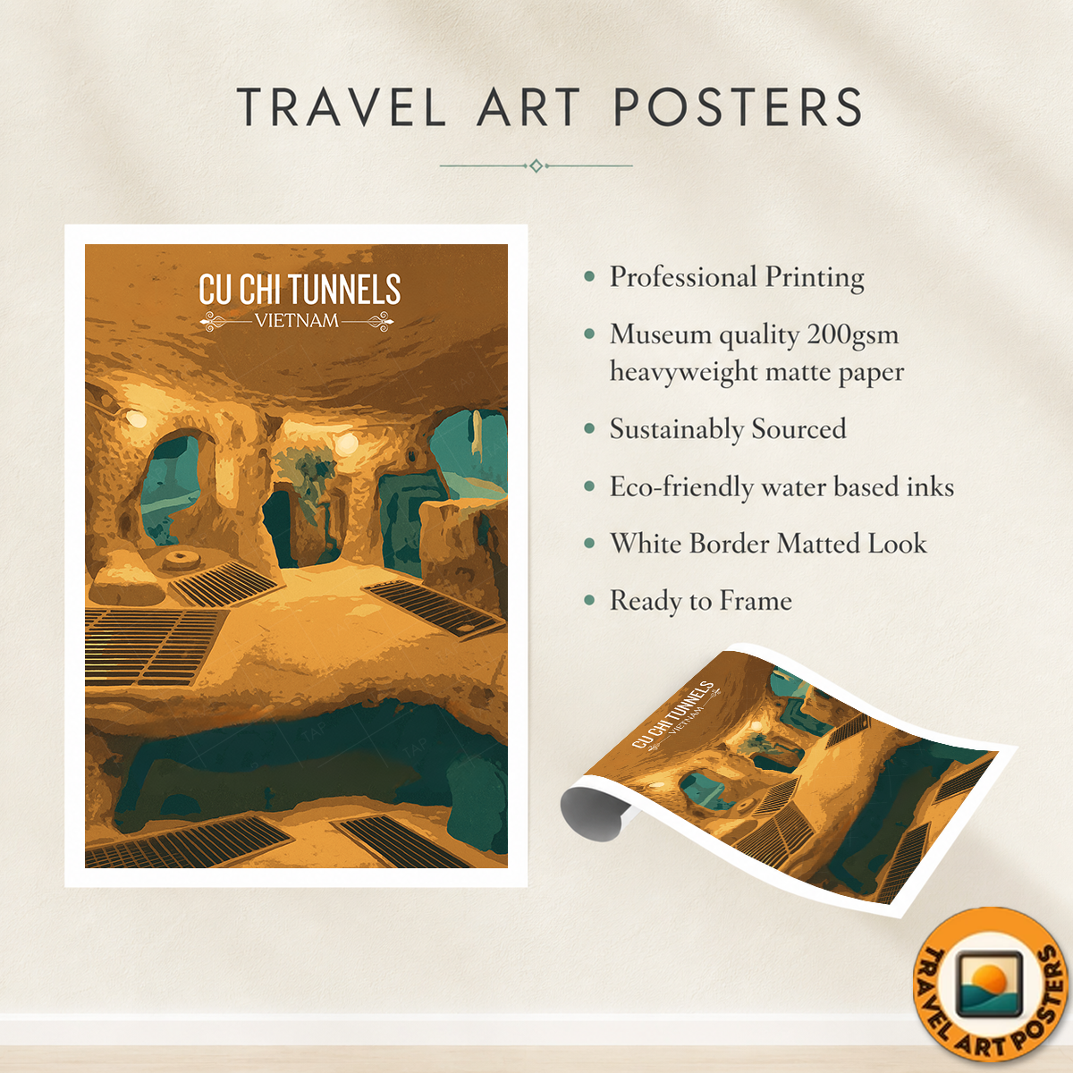 Cu Chi Tunnels - Vietnam - Travel Poster Vintage Style Wall Art Print - Art Print - Travel Art Poster
