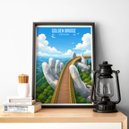 Golden Bridge - Vietnam - Travel Poster Vintage Style Wall Art Print - Art Print - Travel Art Poster