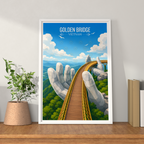 Golden Bridge - Vietnam - Travel Poster Vintage Style Wall Art Print - Art Print - Travel Art Poster