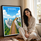 Golden Bridge - Vietnam - Travel Poster Vintage Style Wall Art Print - Art Print - Travel Art Poster
