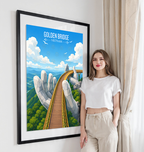 Golden Bridge - Vietnam - Travel Poster Vintage Style Wall Art Print - Art Print - Travel Art Poster