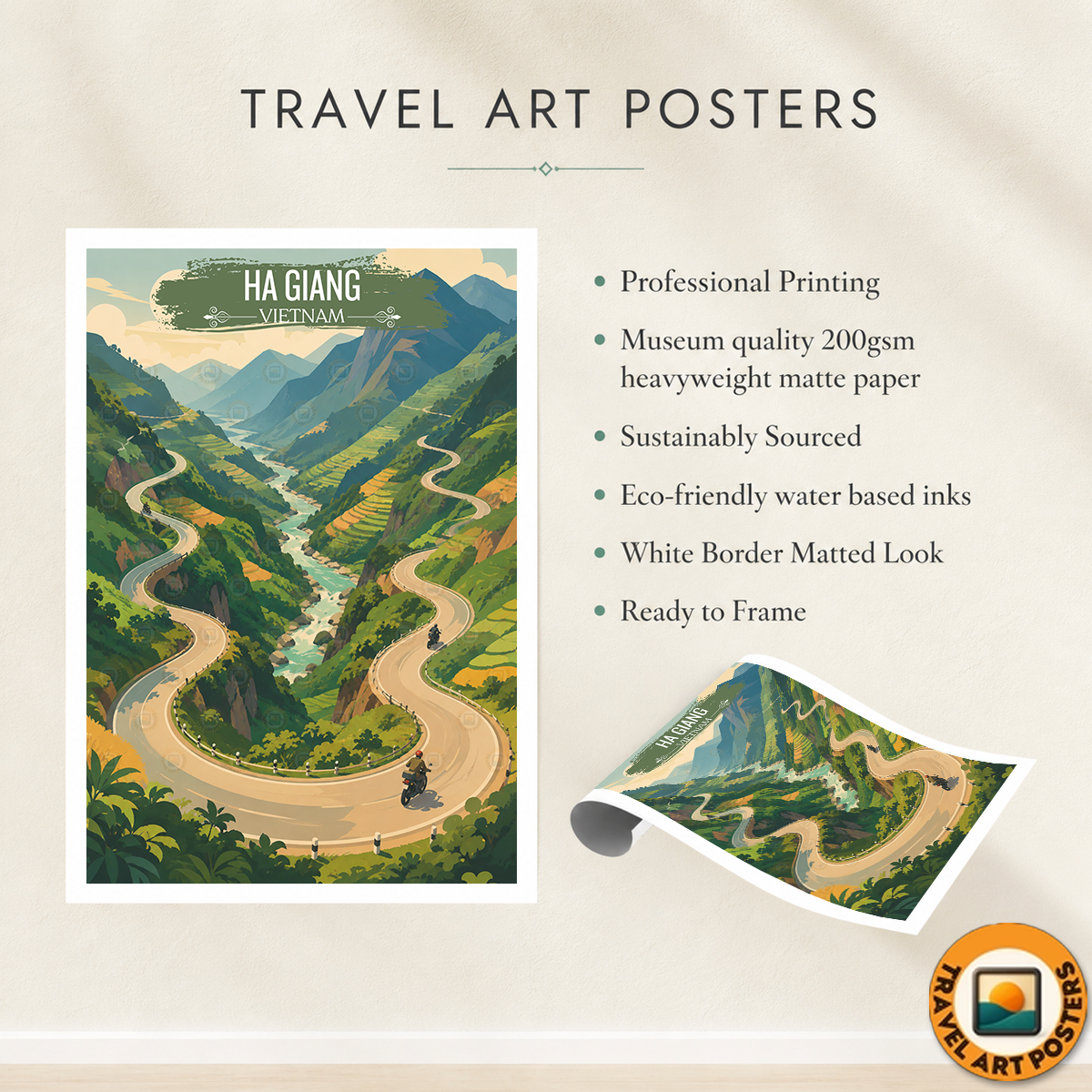Ha Giang - Vietnam - Travel Poster Vintage Style Wall Art Print - Art Print - Travel Art Poster