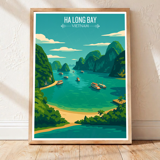 Ha Long Bay - Vietnam - Travel Poster Vintage Style Wall Art Print - Art Print - Travel Art Poster