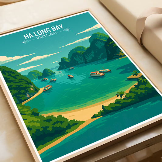 Ha Long Bay - Vietnam - Travel Poster Vintage Style Wall Art Print - Art Print - Travel Art Poster