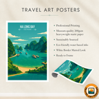 Ha Long Bay - Vietnam - Travel Poster Vintage Style Wall Art Print - Art Print - Travel Art Poster