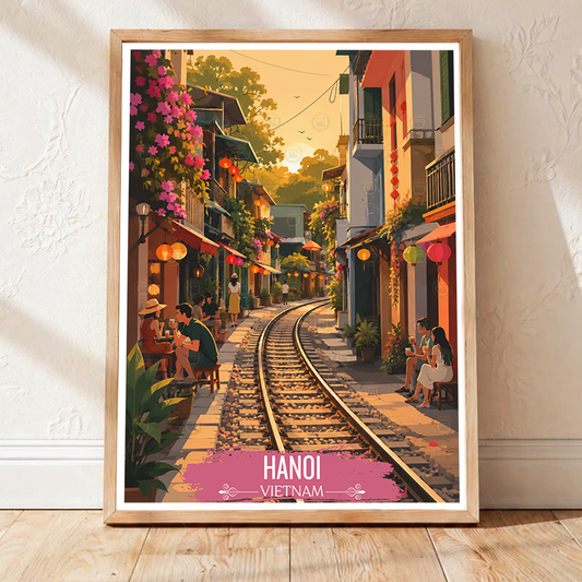 Hanoi - Vietnam - Travel Poster Vintage Style Wall Art Print - Art Print - Travel Art Poster