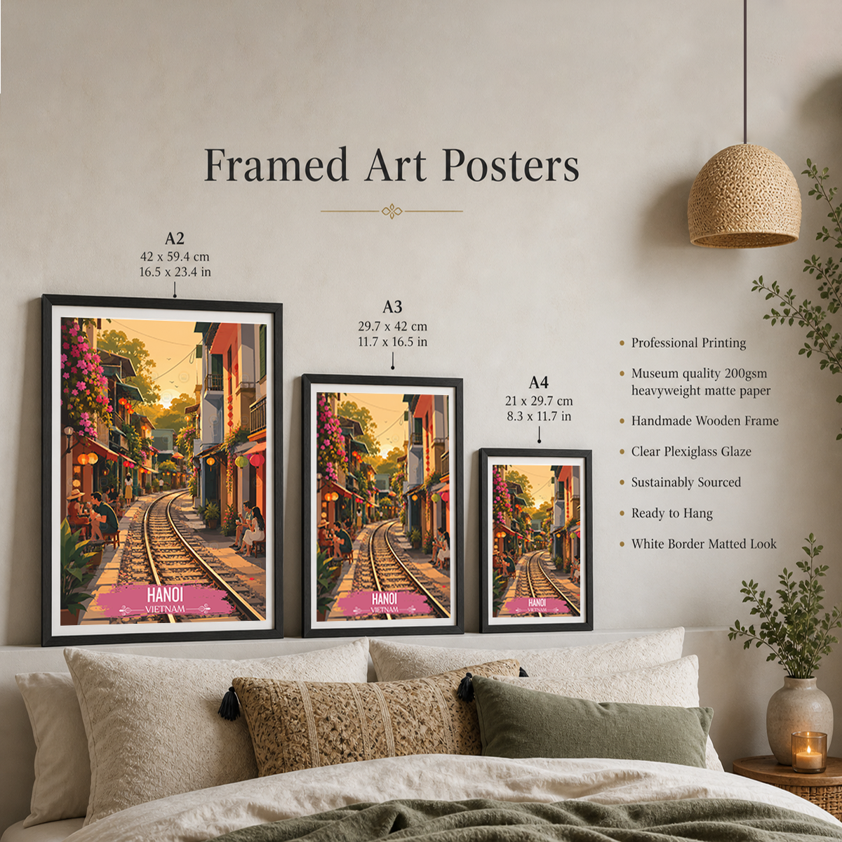 Hanoi - Vietnam - Travel Poster Vintage Style Wall Art Print - Art Print - Travel Art Poster