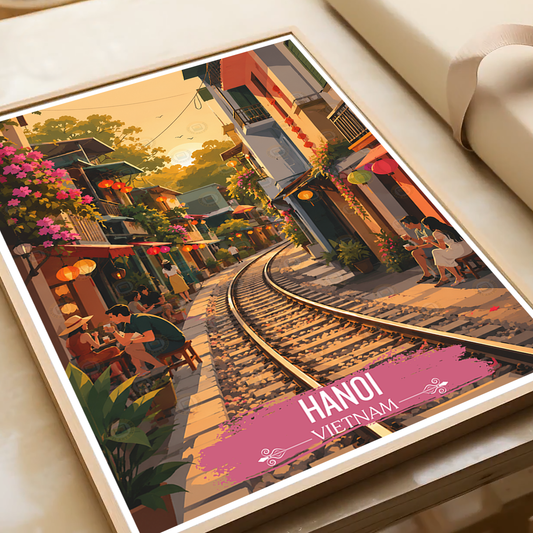 Hanoi - Vietnam - Travel Poster Vintage Style Wall Art Print - Art Print - Travel Art Poster