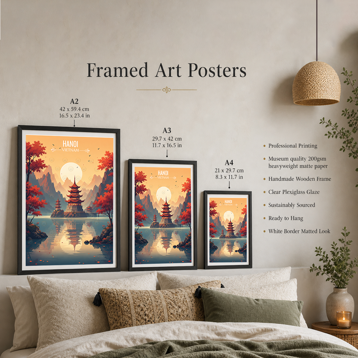 Hanoi - Vietnam - Travel Poster Vintage Style Wall Art Print - Art Print - Travel Art Poster