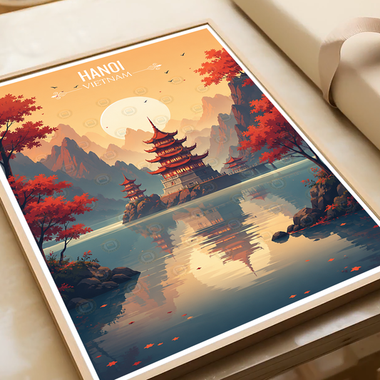 Hanoi - Vietnam - Travel Poster Vintage Style Wall Art Print - Art Print - Travel Art Poster