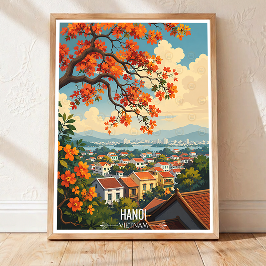 Hanoi - Vietnam - Travel Poster Vintage Style Wall Art Print - Art Print - Travel Art Poster