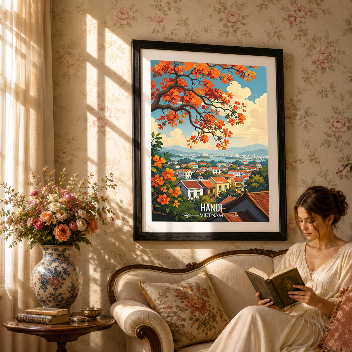 Hanoi - Vietnam - Travel Poster Vintage Style Wall Art Print - Art Print - Travel Art Poster