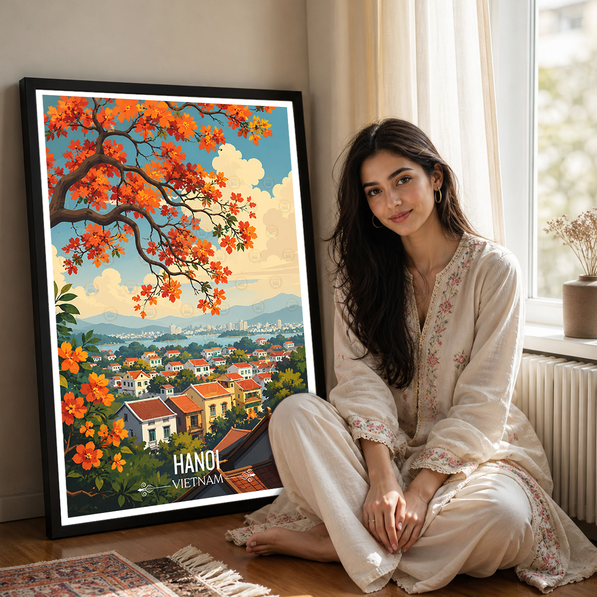 Hanoi - Vietnam - Travel Poster Vintage Style Wall Art Print - Art Print - Travel Art Poster
