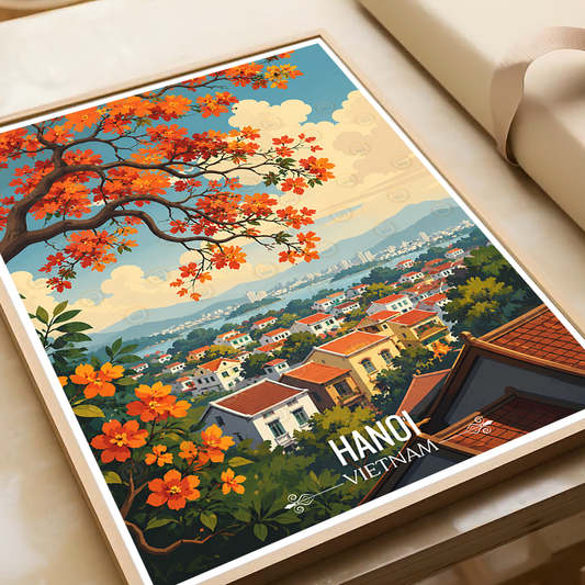 Hanoi - Vietnam - Travel Poster Vintage Style Wall Art Print - Art Print - Travel Art Poster