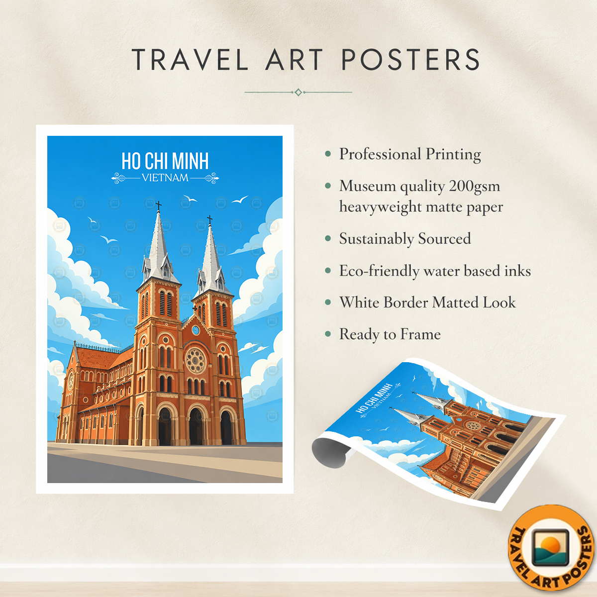 Ho Chi Minh - Vietnam - Travel Poster Vintage Style Wall Art Print - Art Print - Travel Art Poster