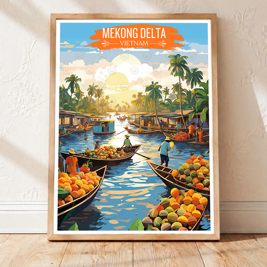 Mekong Delta - Vietnam - Travel Poster Vintage Style Wall Art Print - Art Print - Travel Art Poster