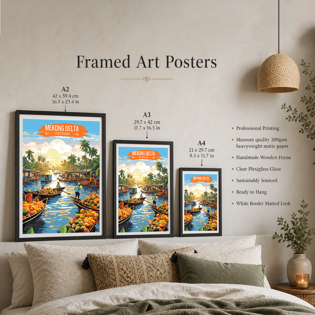 Mekong Delta - Vietnam - Travel Poster Vintage Style Wall Art Print - Art Print - Travel Art Poster