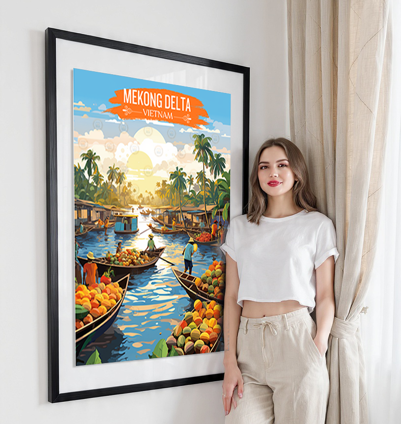 Mekong Delta - Vietnam - Travel Poster Vintage Style Wall Art Print - Art Print - Travel Art Poster