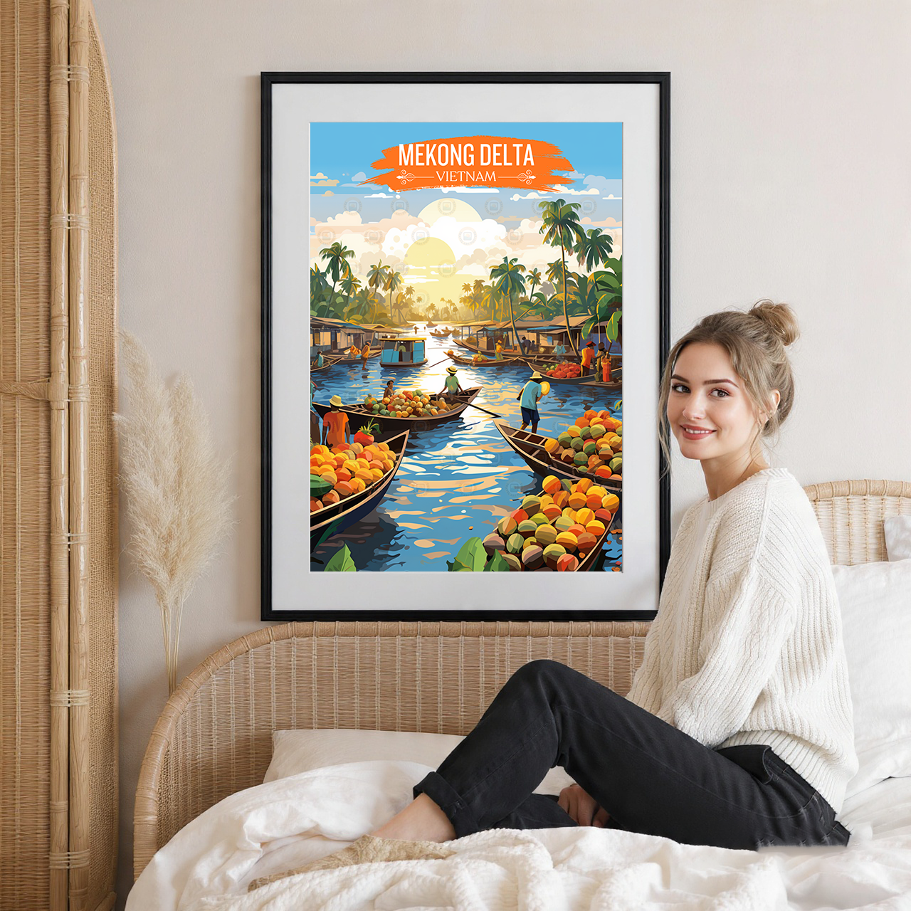 Mekong Delta - Vietnam - Travel Poster Vintage Style Wall Art Print - Art Print - Travel Art Poster
