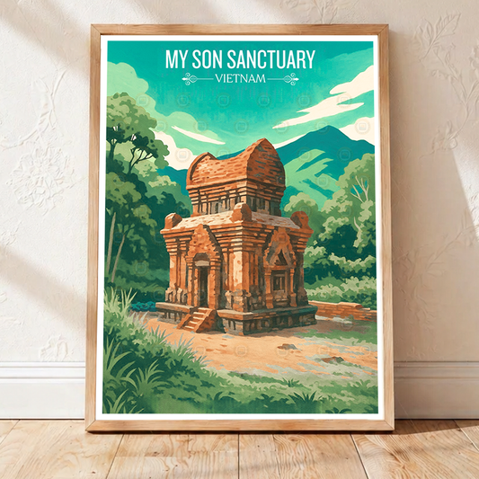 My Son Sactuary - Vietnam - Travel Poster Vintage Style Wall Art Print - Art Print - Travel Art Poster