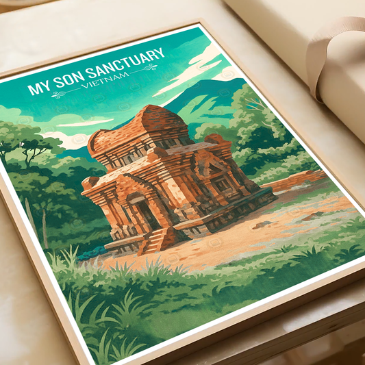My Son Sactuary - Vietnam - Travel Poster Vintage Style Wall Art Print - Art Print - Travel Art Poster