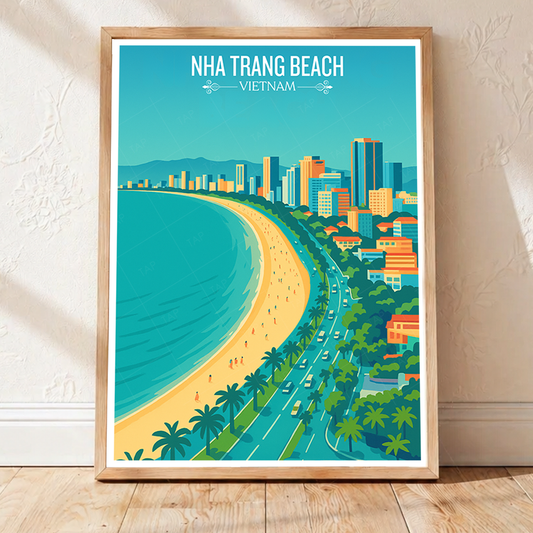 Nha Trang Beach - Vietnam - Travel Poster Vintage Style Wall Art Print - Art Print - Travel Art Poster
