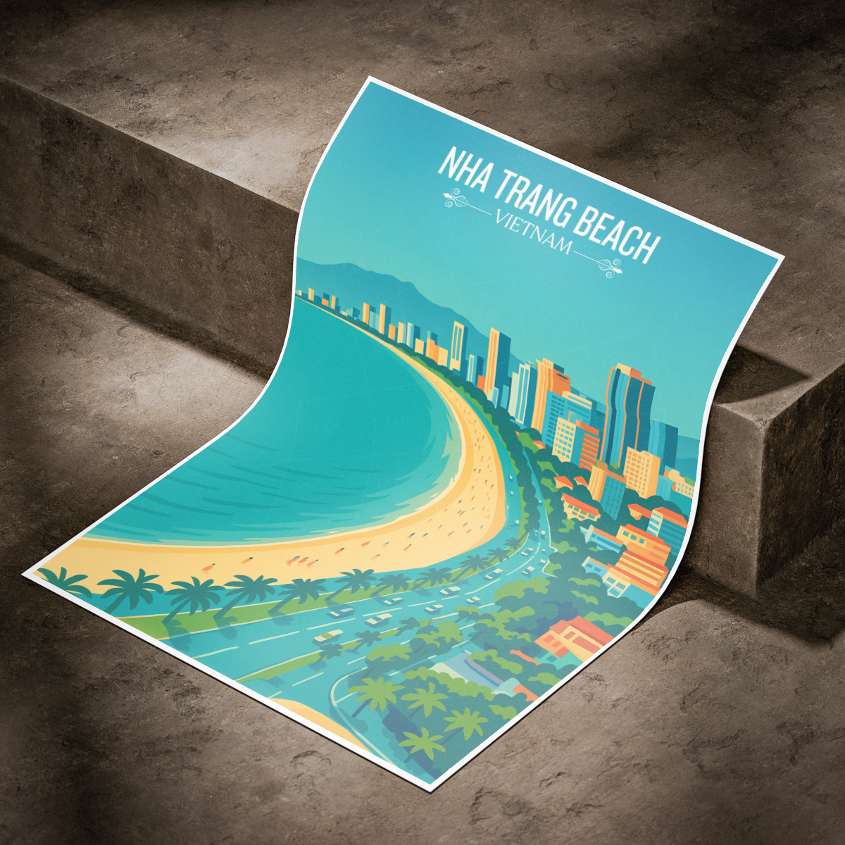 Nha Trang Beach - Vietnam - Travel Poster Vintage Style Wall Art Print - Art Print - Travel Art Poster