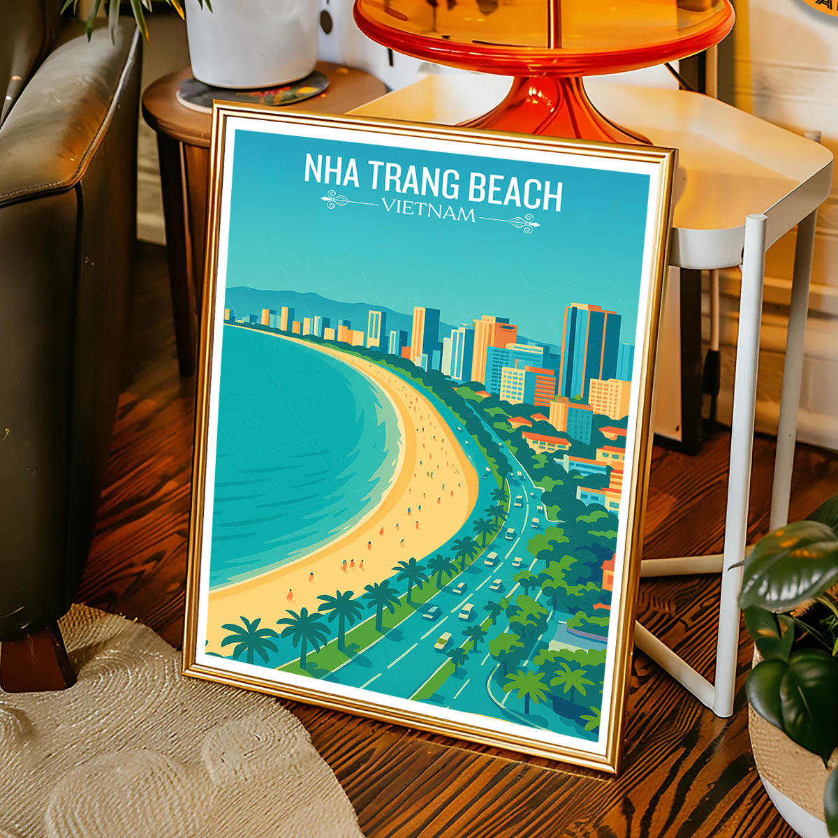 Nha Trang Beach - Vietnam - Travel Poster Vintage Style Wall Art Print - Art Print - Travel Art Poster
