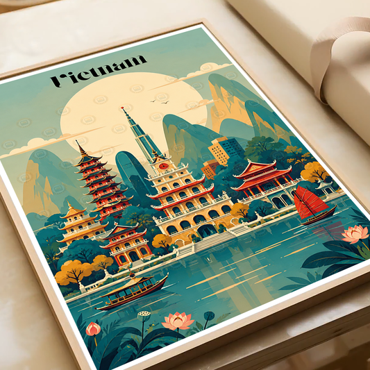 Vietnam - Travel Poster Vintage Style Wall Art Print - Art Print - Travel Art Poster