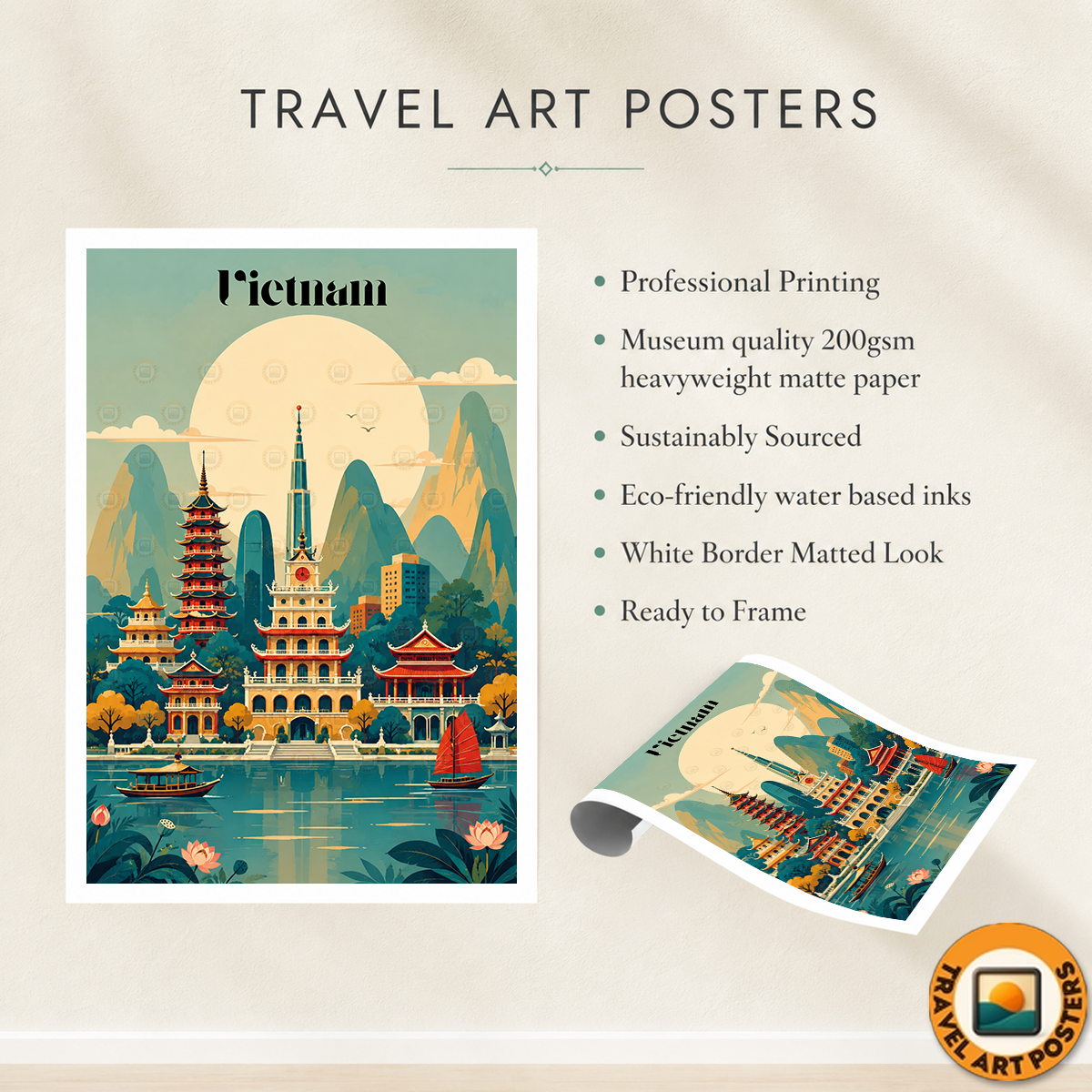 Vietnam - Travel Poster Vintage Style Wall Art Print - Art Print - Travel Art Poster