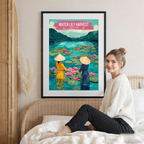 Water Lilly Harvest - Vietnam - Travel Poster Vintage Style Wall Art Print - Art Print - Travel Art Poster