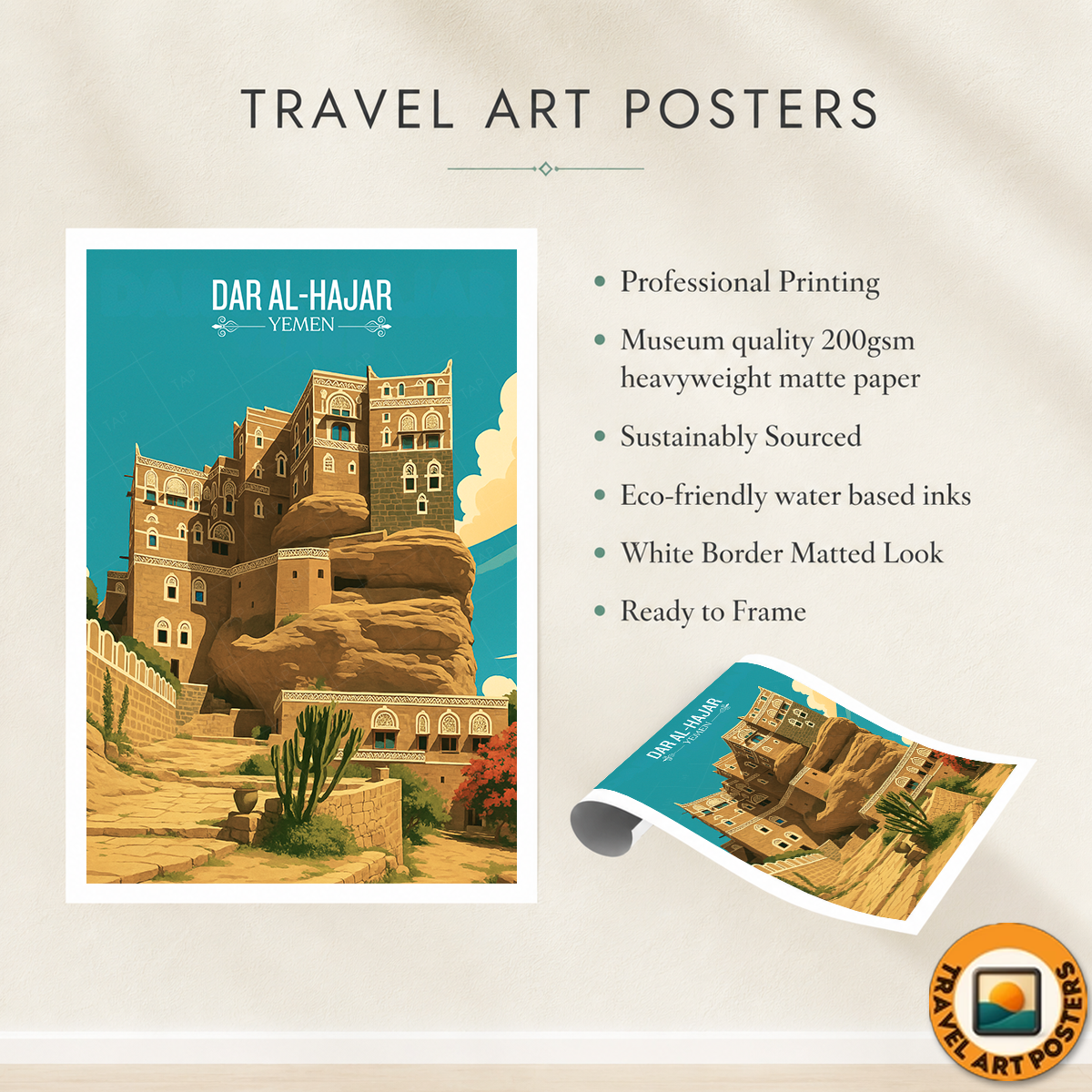 Dar Al-Hajar Palace - Yemen Architecture - Travel Wall Art Print - Art Print - Travel Art Poster